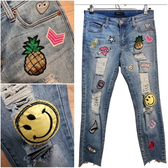 STS Blue Denim - STS BLUE TOMBOY SKINNY SLOUCH PATCH JEAN SIZE 24 LIKE NEW!